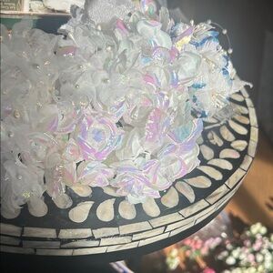Iridescent White Floral Party Decor